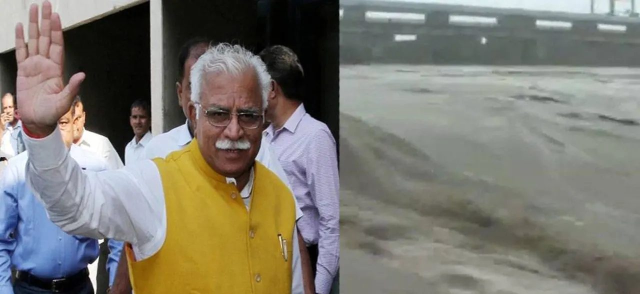 हरियाणा के कई गांवों में बाढ़, सीएम खट्टर ने किया हवाई सर्वे