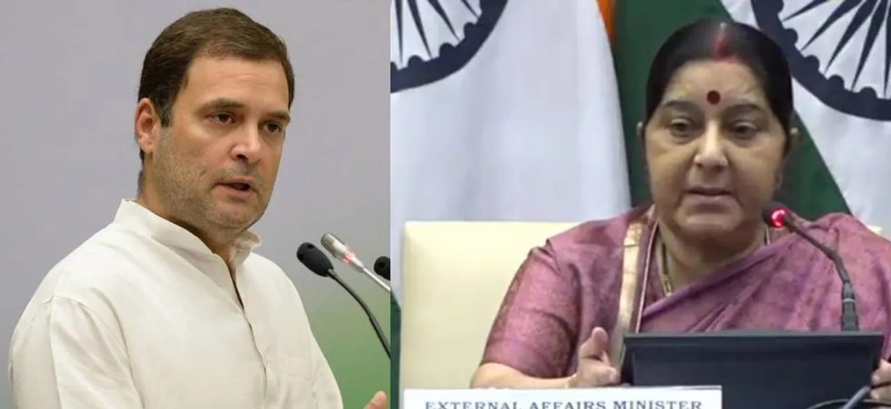 कांग्रेस अध्यक्ष राहुल गांधी ने बोला विदेश मंत्री सुषमा स्वराज पर हमला, कहा-डोकलाम विवाद पर चीन के सामने घुटने टेक दिए