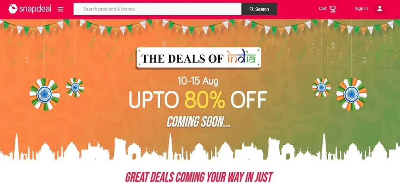 Snapdeal की 'डील्स ऑफ इंडिया सेल' में 80 फीसदी तक मिलेगी बंपर छूट