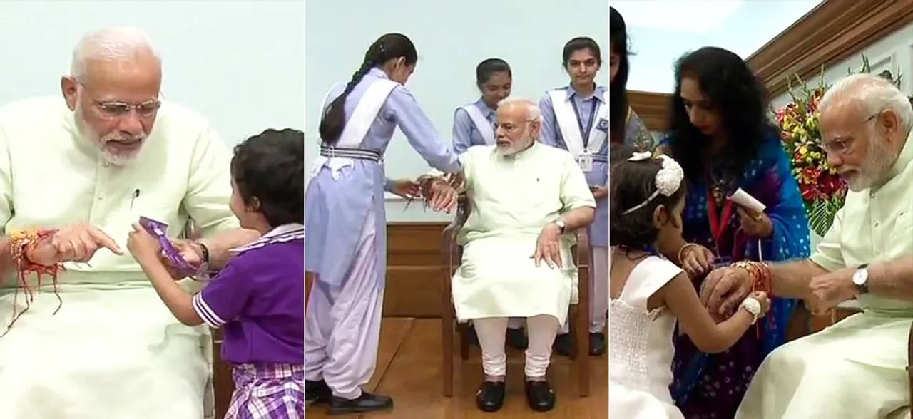स्कूली छात्राओं से पीएम मोदी ने बंधवाई राखी, राष्ट्रपति कोविंद सहित इन राजनेताओं ने दी रक्षाबंधन की बधाई