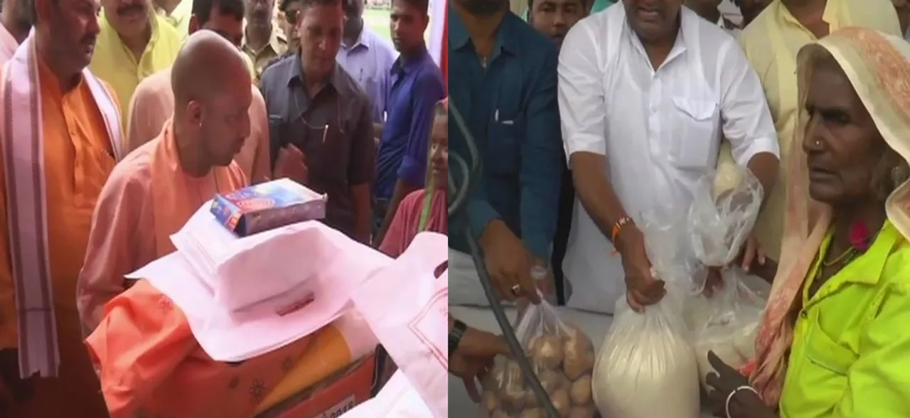 कानपुर में बाढ़ का कहर, पीड़ितों के बीच योगी आदित्यनाथ ने बांटी राहत सामग्री