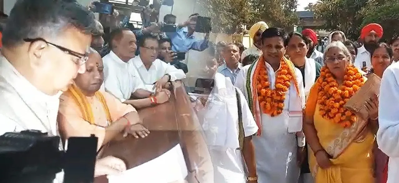हाई प्रोफाइल सीट : राजनांदगांव से मुख्‍यमंत्री रमन सिंह और करुणा शुक्‍ला ने दाखिल किया नामांकन