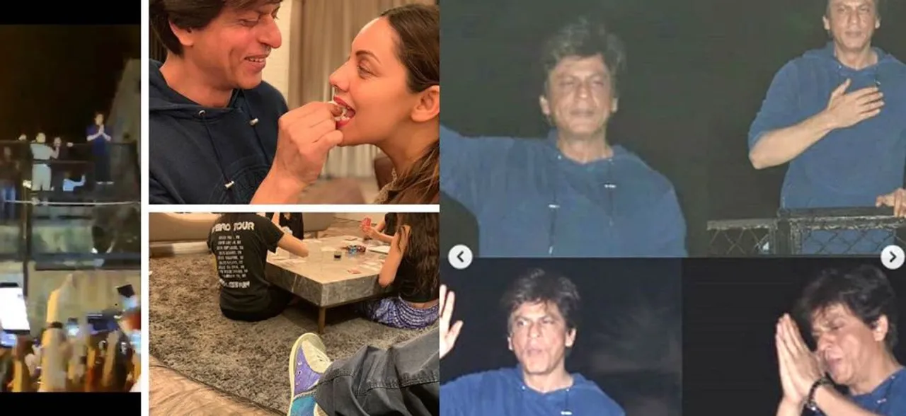 'बॉलीवुड के किंग' शाहरुख खान ने पत्नी को खिलाया केक तो घर के बाहर आकर फैंस का भी जताया आभार, देखें B'day Pics