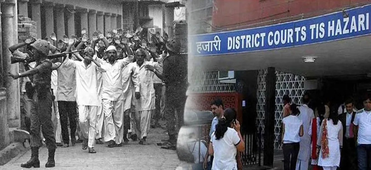 हाशिमपुरा नरसंहार: 15 में से 4 दोषी जवान तीस हज़ारी कोर्ट पहुंचे सरेंडर करने, भेजे गए तिहाड़ जेल