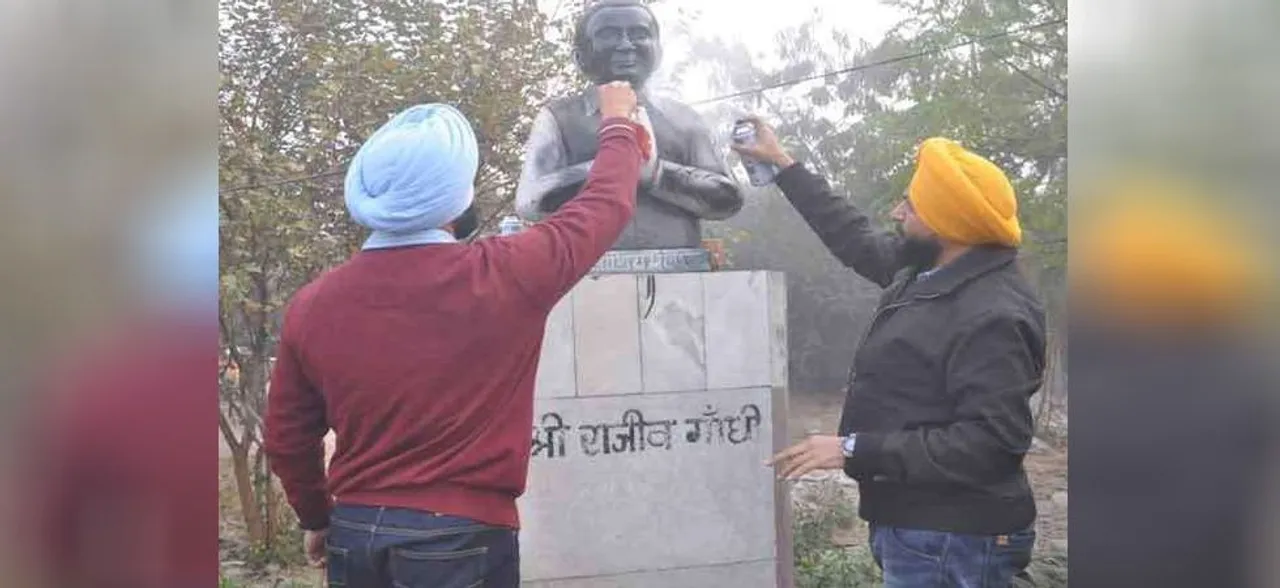 SAD कार्यकर्ताओं ने राजीव गांधी की प्रतिमा पर पोती कालिख, कैप्टन अमरिंदर सिंह बोले- सुखबीर मांगे माफी