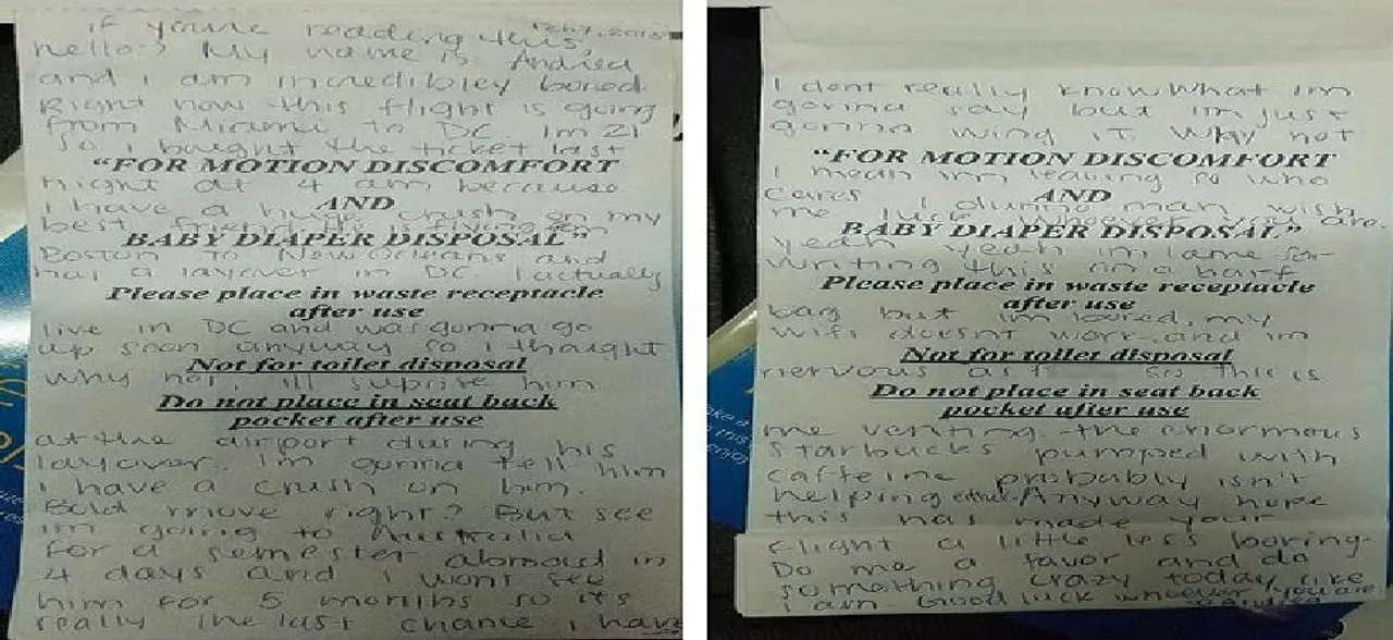 लड़की ने फ्लाइट में लिखा लव लेटर, सोशल मीडिया पर हुआ वायरल, हजारों लोगों ने किया शेयर