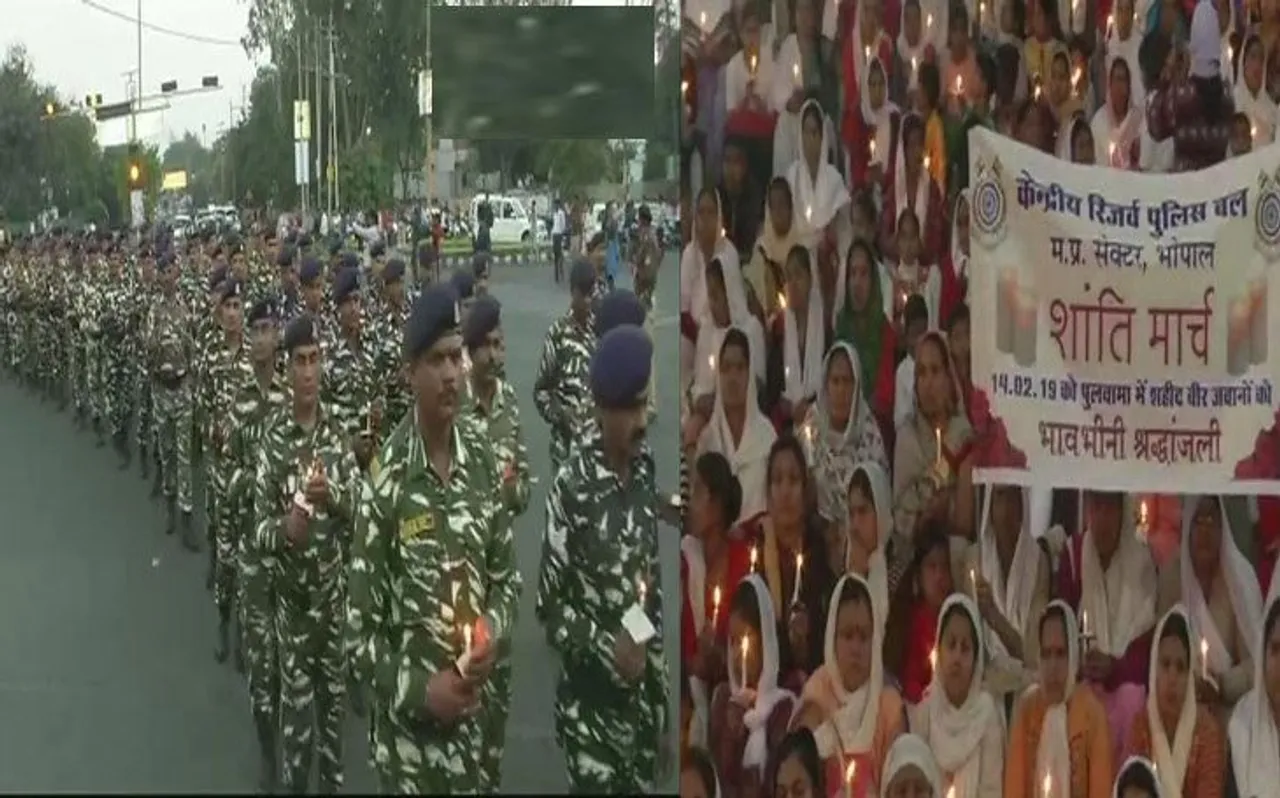 Pulwama Attack Updates: शहीदों को नम आंखों से विदाई दे रहा देश, भोपाल में निकाला गया कैंडल मार्च