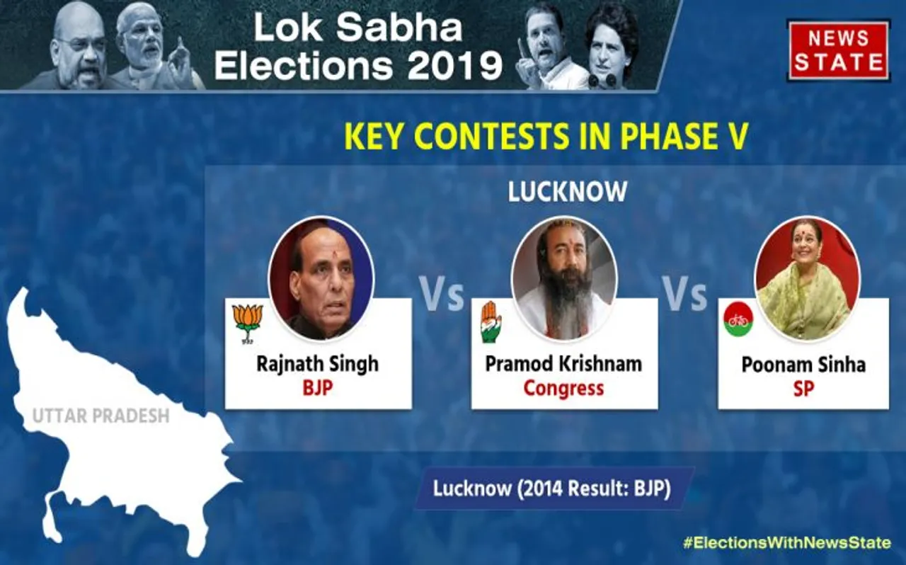 Loksabha Elections Results 2019: लखनऊ में राजनाथ सिंह 160612 वोटों से आगे
