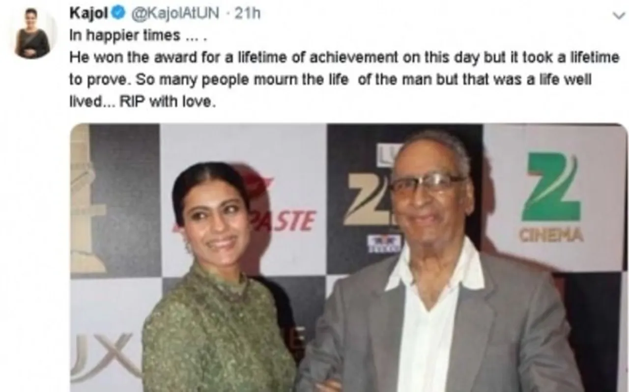 काजोल ने लिखा अपने ससुर वीरू देवगन को इमोशनल नोट