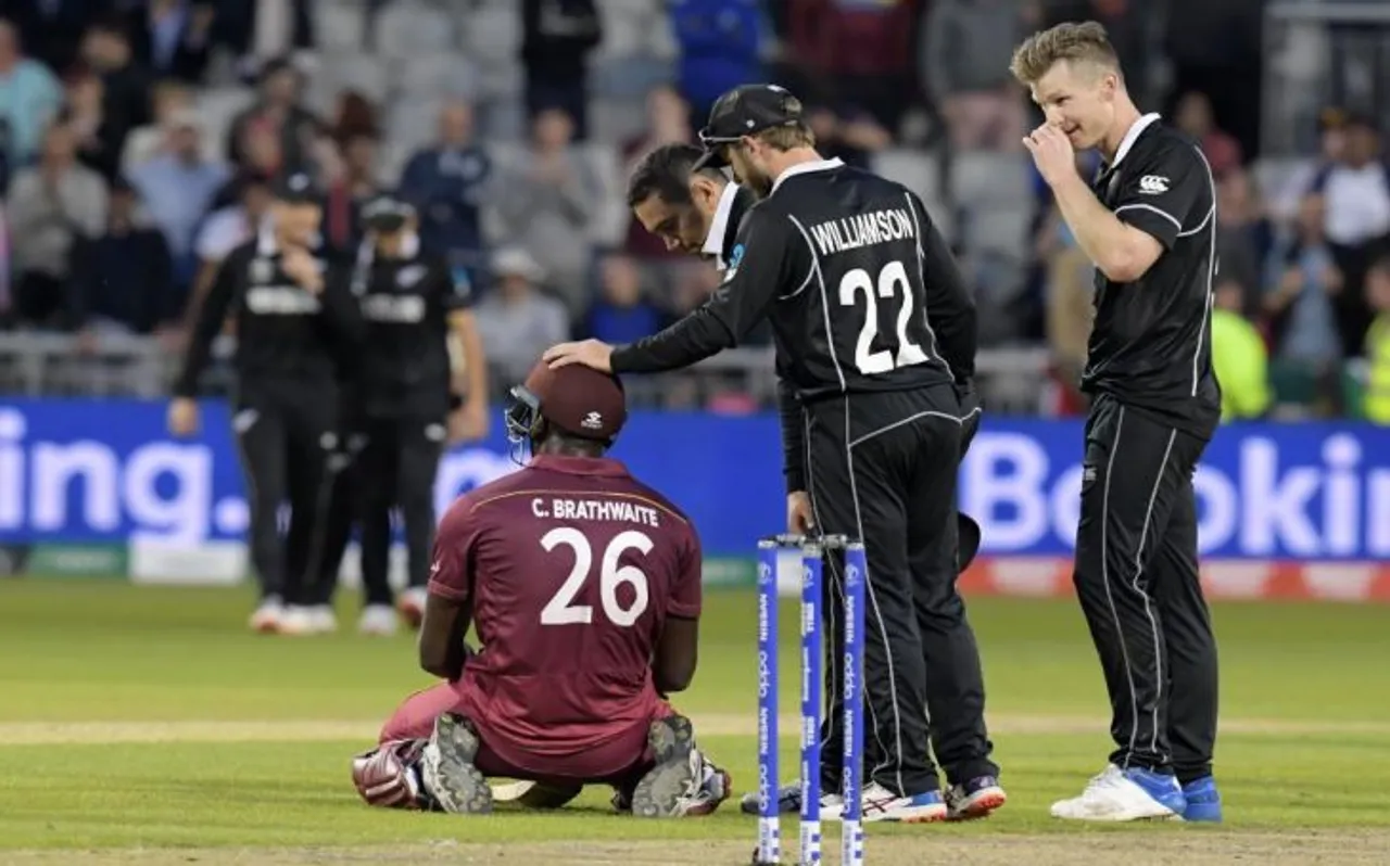 World Cup: कार्लोस ब्रैथवेट की जुझारू पारी नाकाम, न्यूजीलैंड ने वेस्टइंडीज को 5 रन से हराया