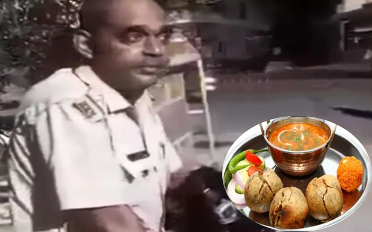 बाटी चोखा देने में देर हुई तो दरोगा ने काट दिया 2500 का चालान, धमकी भी दी, देखें VIDEO