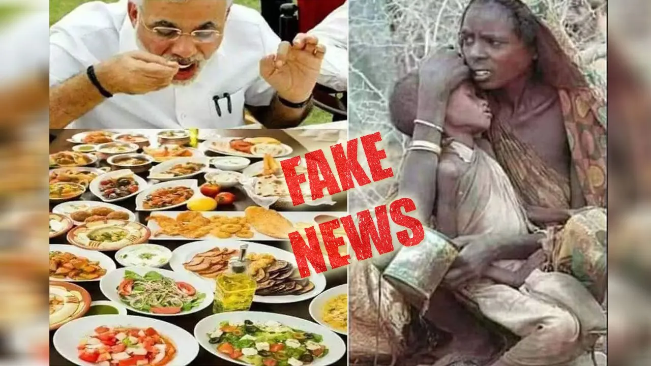 Fact check: PM मोदी के साथ बच्चा गोद में लेकर बैठी भूखी महिला की तस्वीर कि ये है सच्चाई