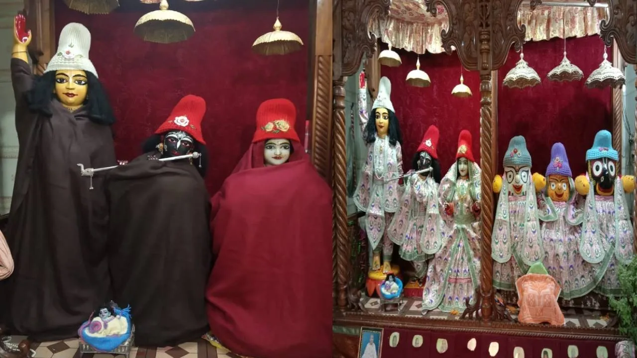 मध्यप्रदेश में भगवान की प्रतिमाओं को पहनाए गए गर्म कपड़े