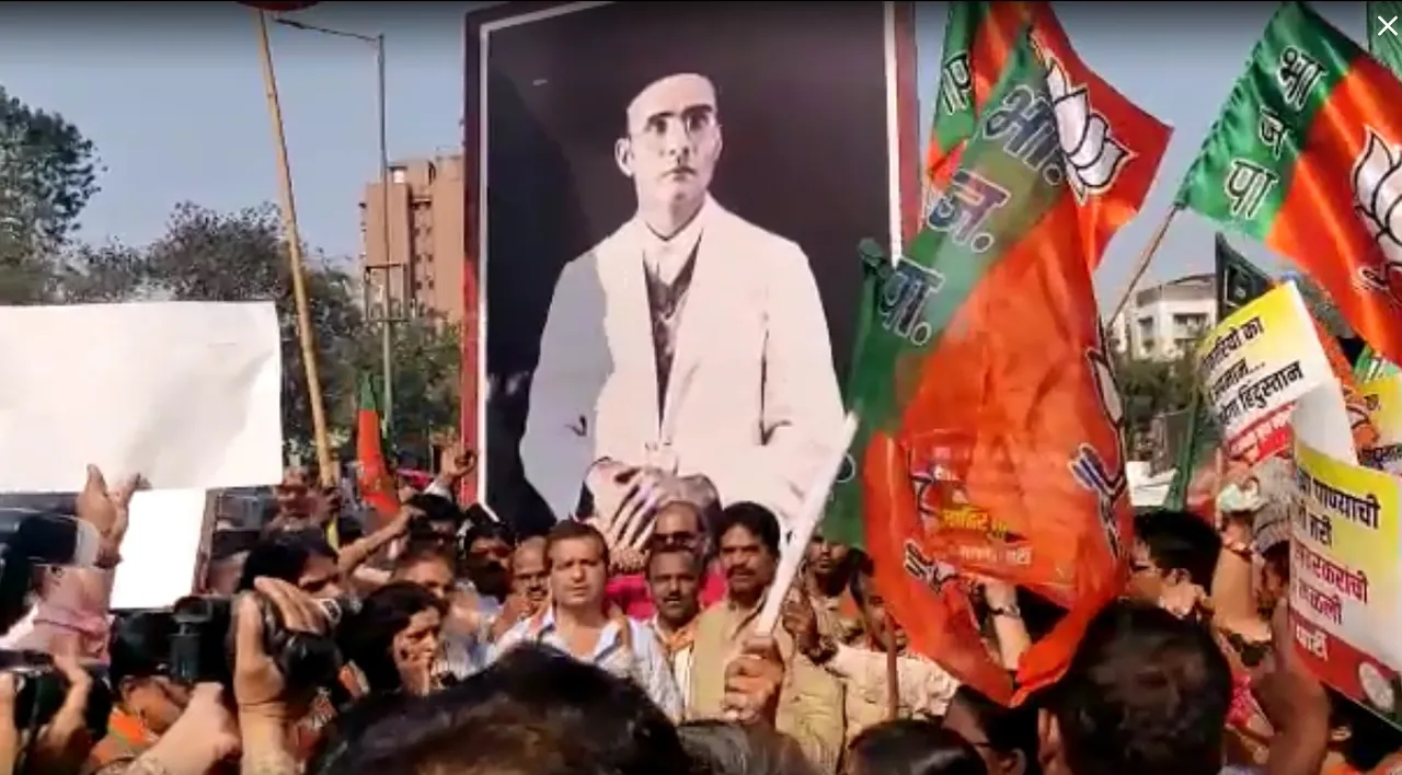 मुंबई: सावरकर पर कांग्रेस ने की विवादित टिप्पणी तो खिलाफत में बीजेपी उतरी सड़क पर