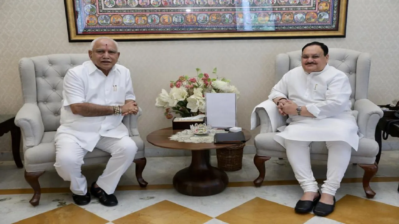 CM Yediyurappa arrives to meet JP Nadda