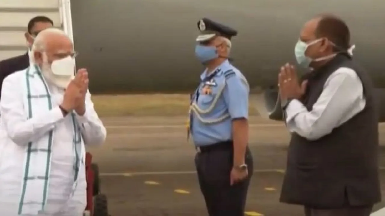 pm modi reached hyderabad