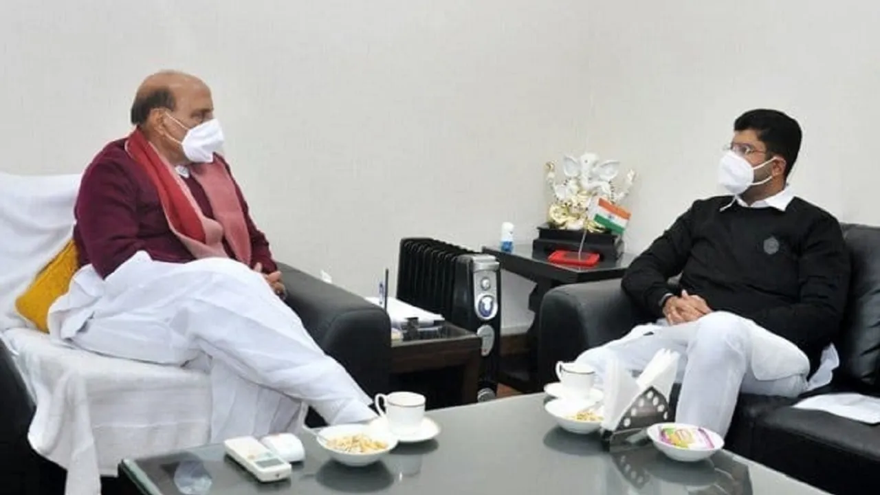 dushiyant chautala with rajnath