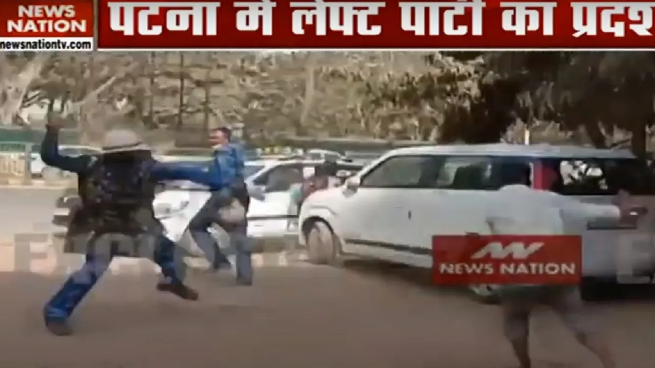 पटना: प्रदर्शन कर रहे लेफ्ट कार्यकर्ताओं पर पुलिस का लाठीचार्ज