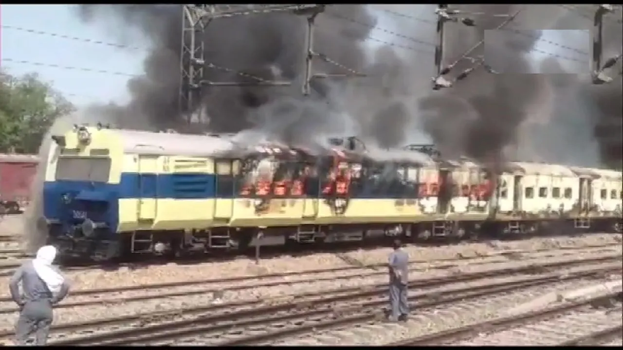 Fire broke out in four coaches of a parked train