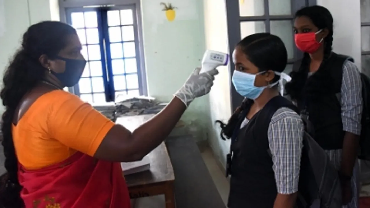 Students being screened for COVID 19