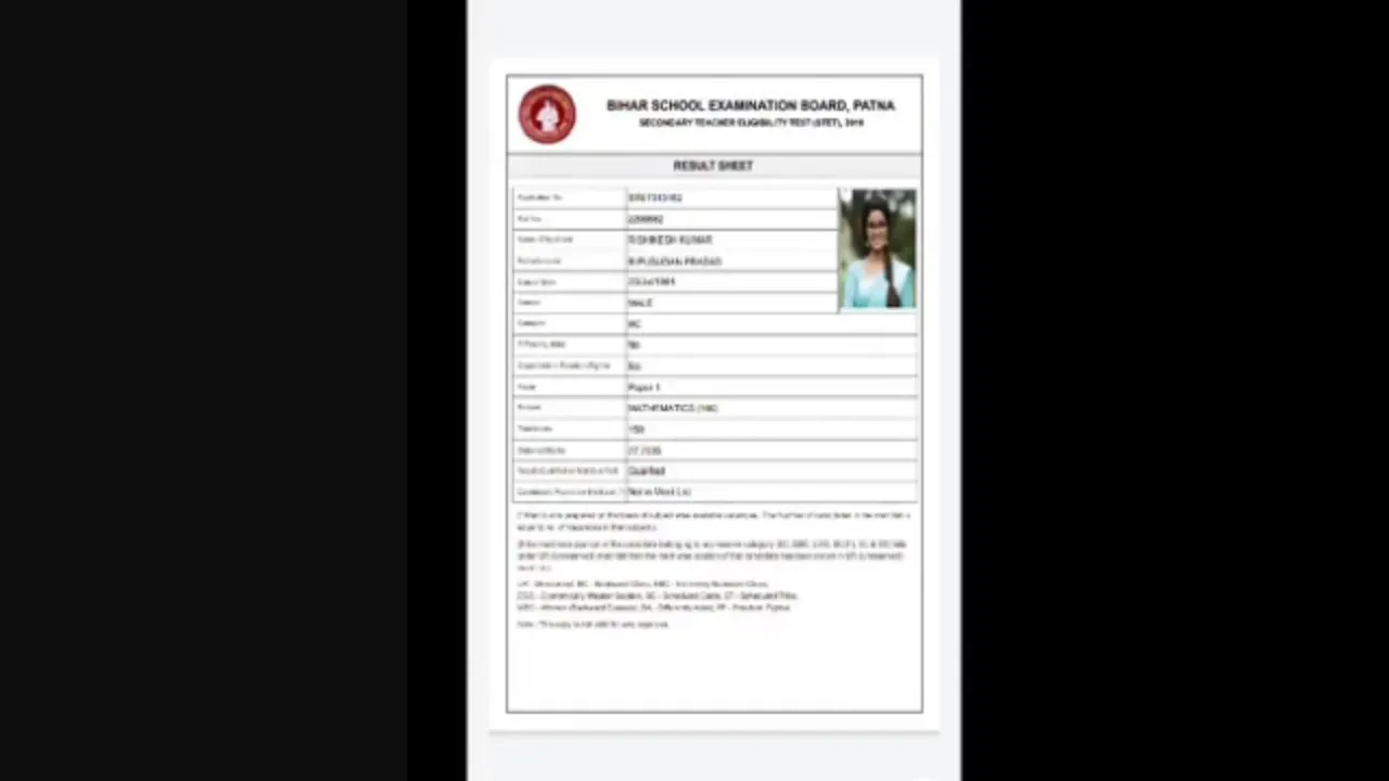 Bihar STET exam result viral pic
