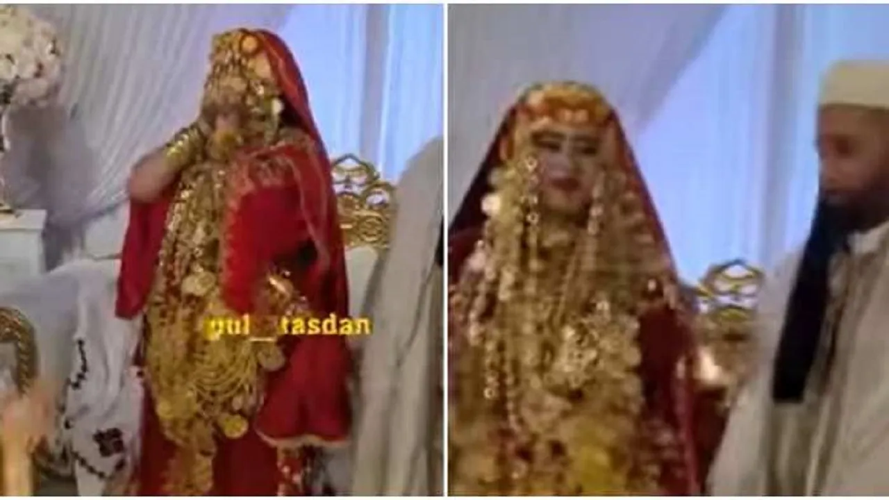 gold laden bride