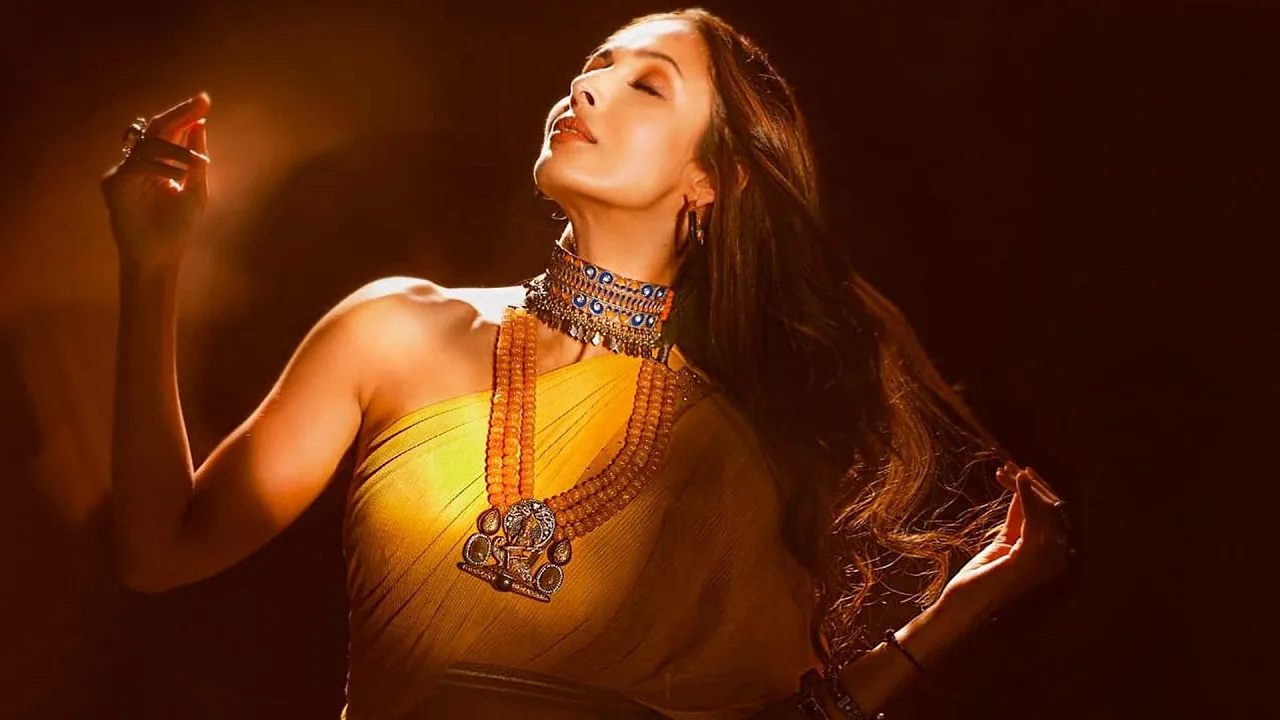 Malaika Arora in yellow lehenga one shoulder blouse necklaces 1920x1080 RE