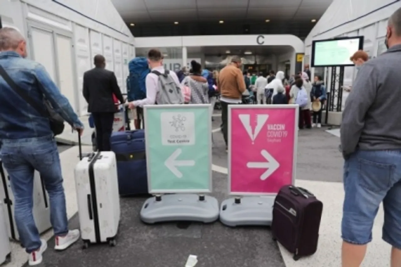 People queue