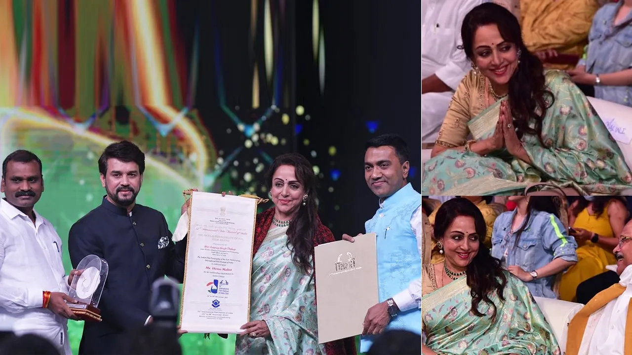 Hema Malini  receiving award