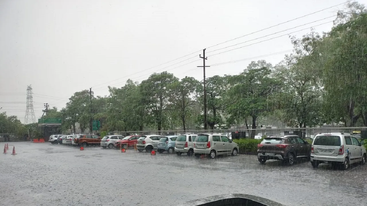 Heavy hailstorm hits Noida after a rainy day