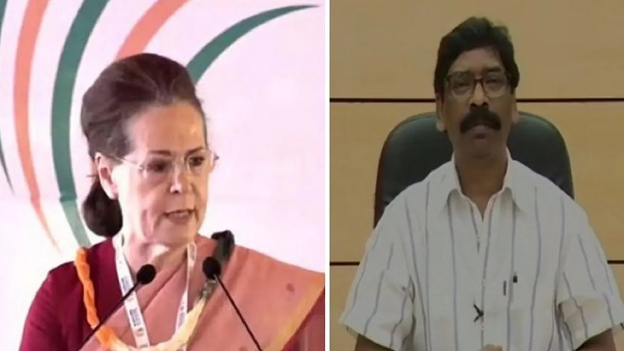 Hemant Soren and Sonia Gandhi  News Nation