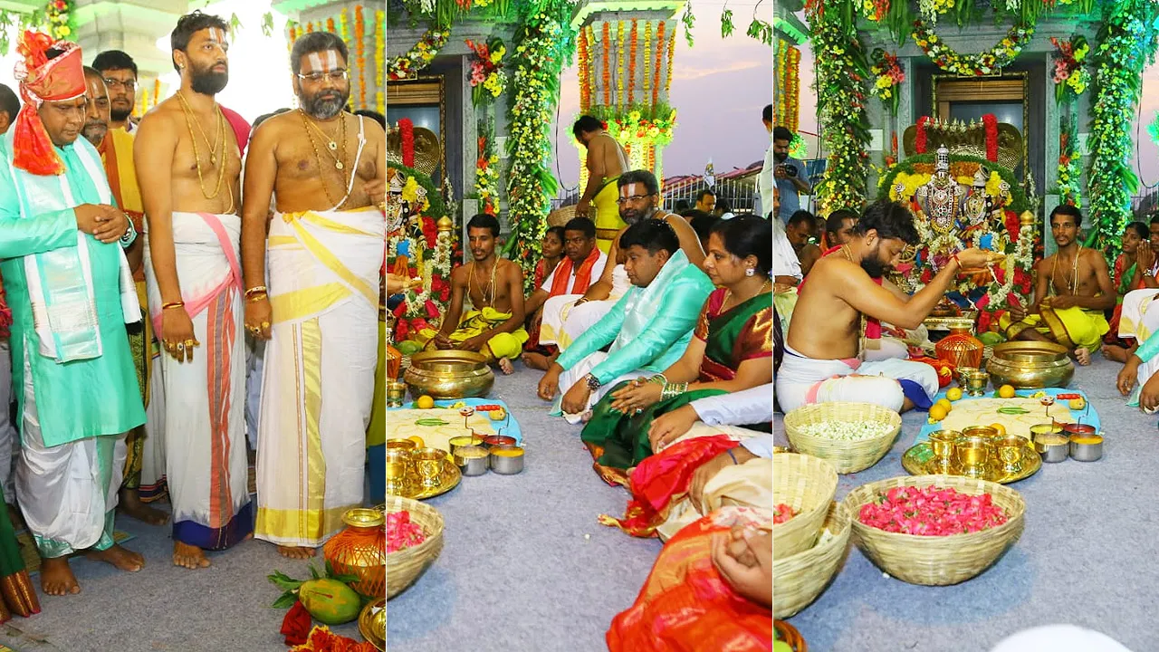 K Kavita performs maha yagya in shri lakshmi narsimha temple telangana