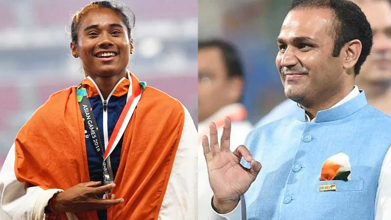 Hima Das Virendra Sehwag
