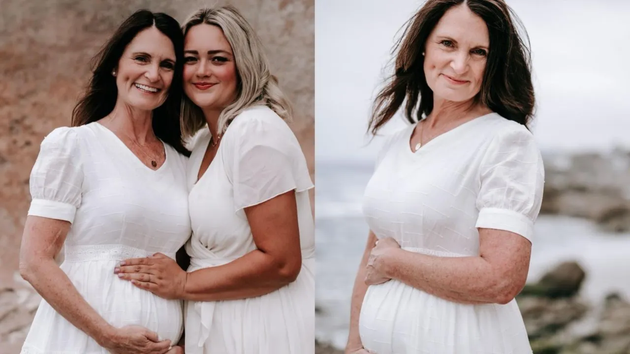 56 Year Old carries baby for her son and daughter in law