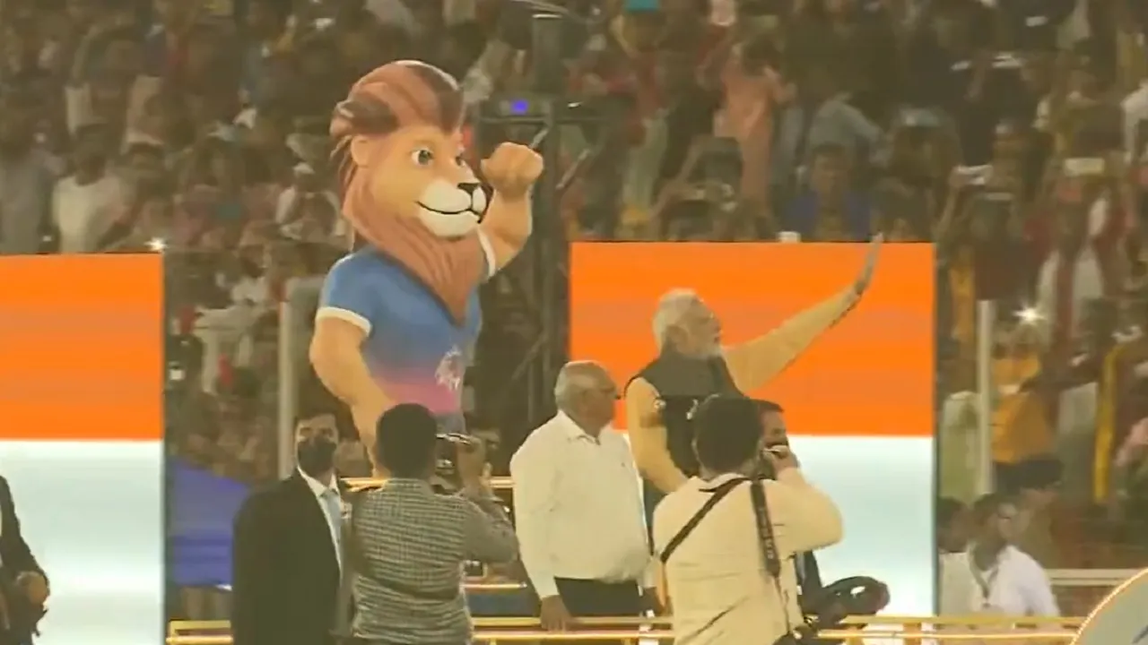 Narendra Modi in Narendra Modi stadium, Ahmedabad