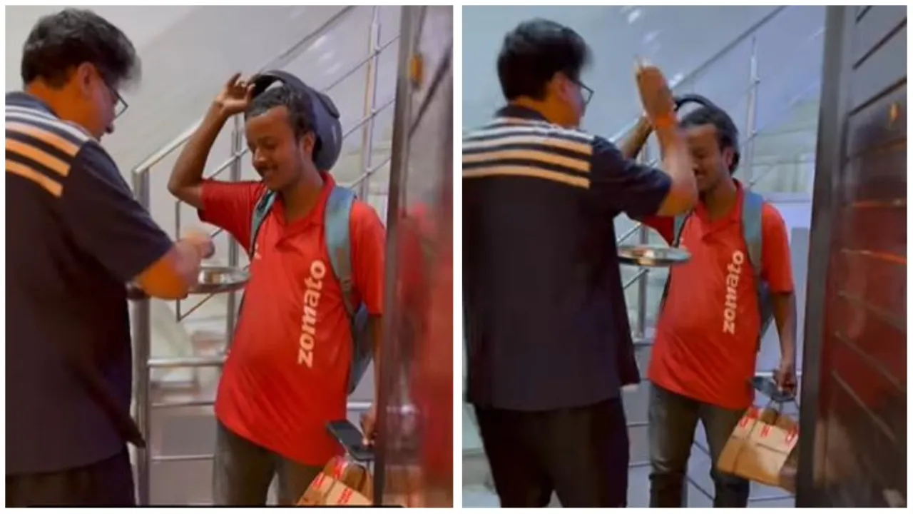 Man Welcomes Zomato Boy With Pooja Thali
