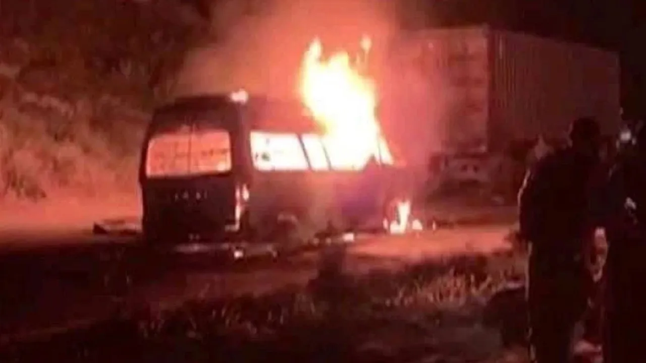 bus caught fire