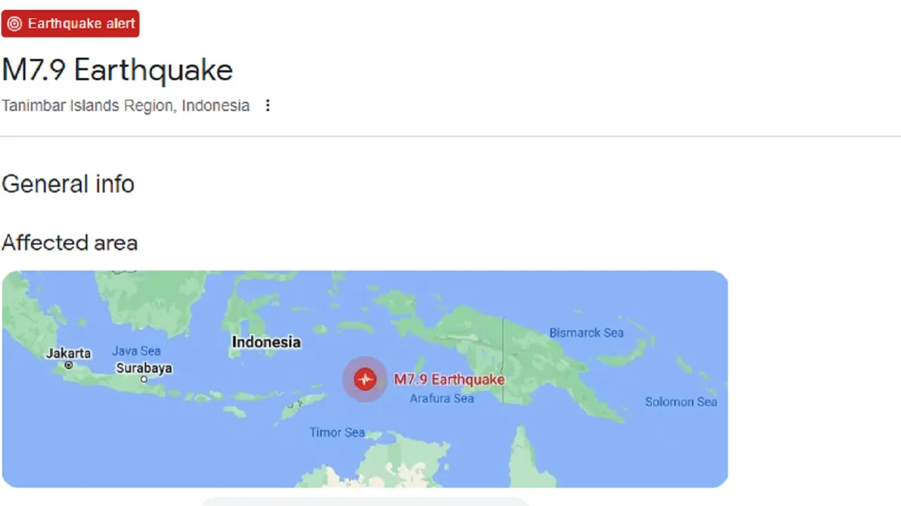 M7 9 Earthquake, Tanimbar Islands Region, Indonesia