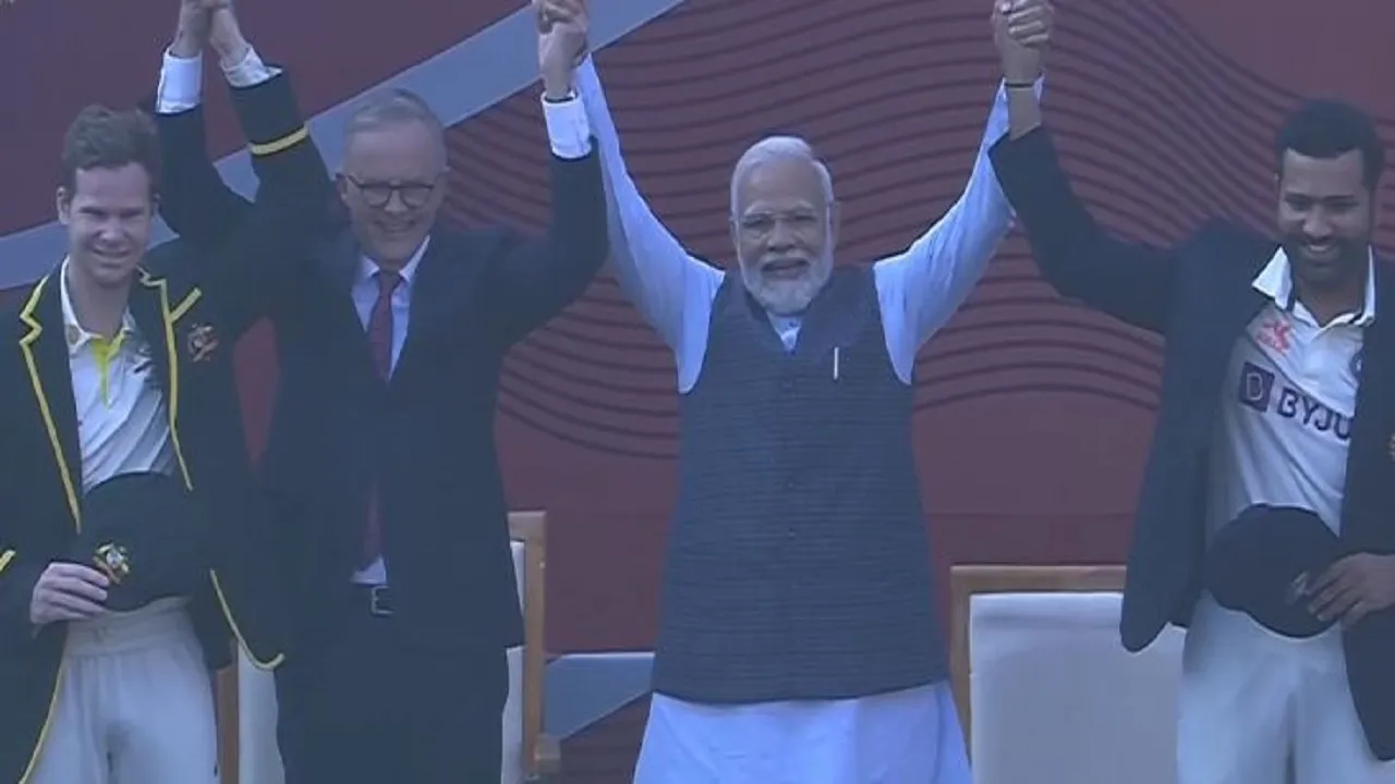 pm modi in ahmedabad stadium ind vs aus bgt 2023