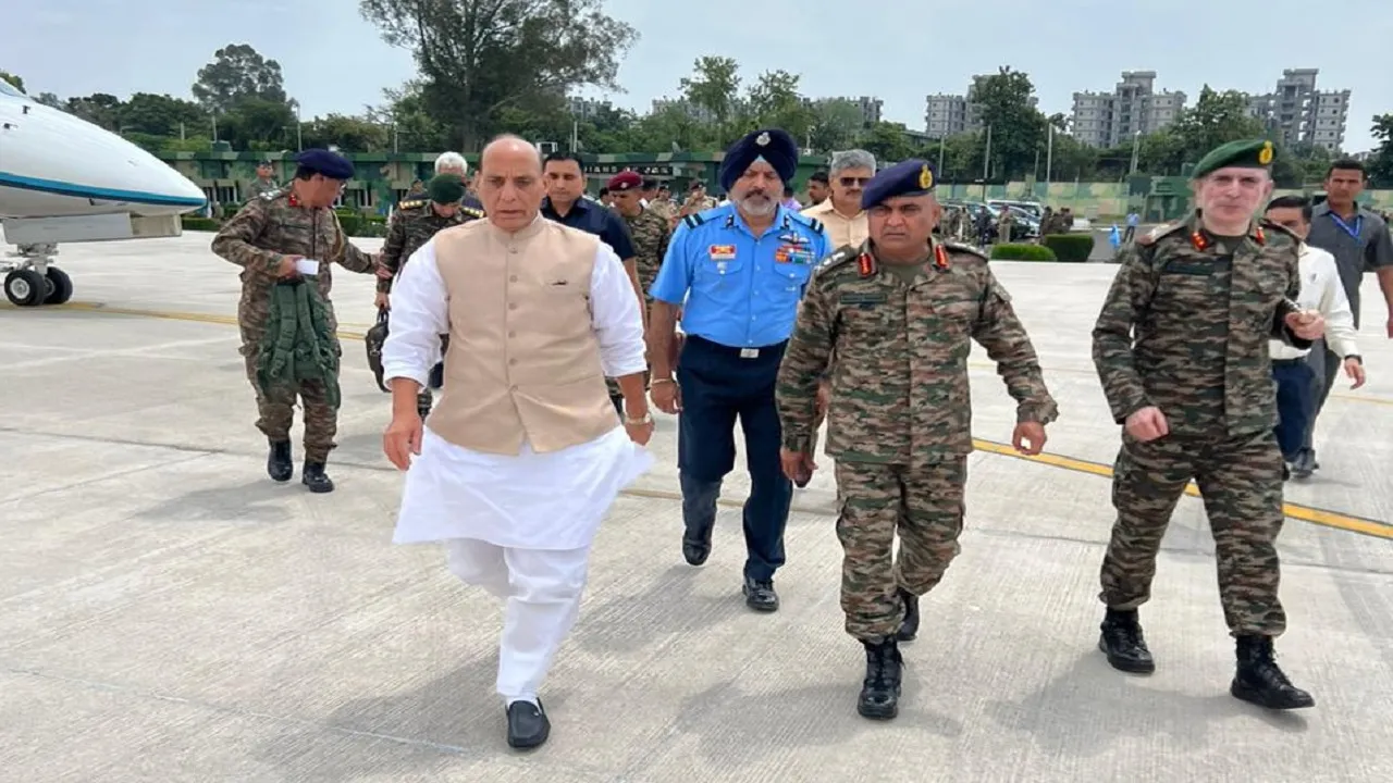 Defence Minister Rajnath Singh reaches Jammu