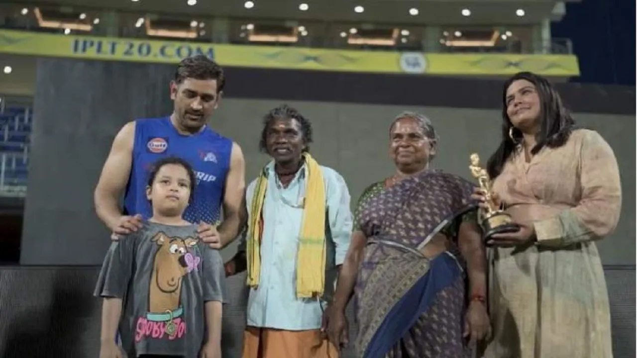 ipl 2023 csk vs dc ms dhoni meets oscar winning couple