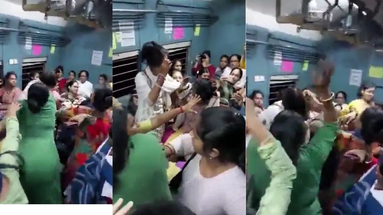viral local train fight video