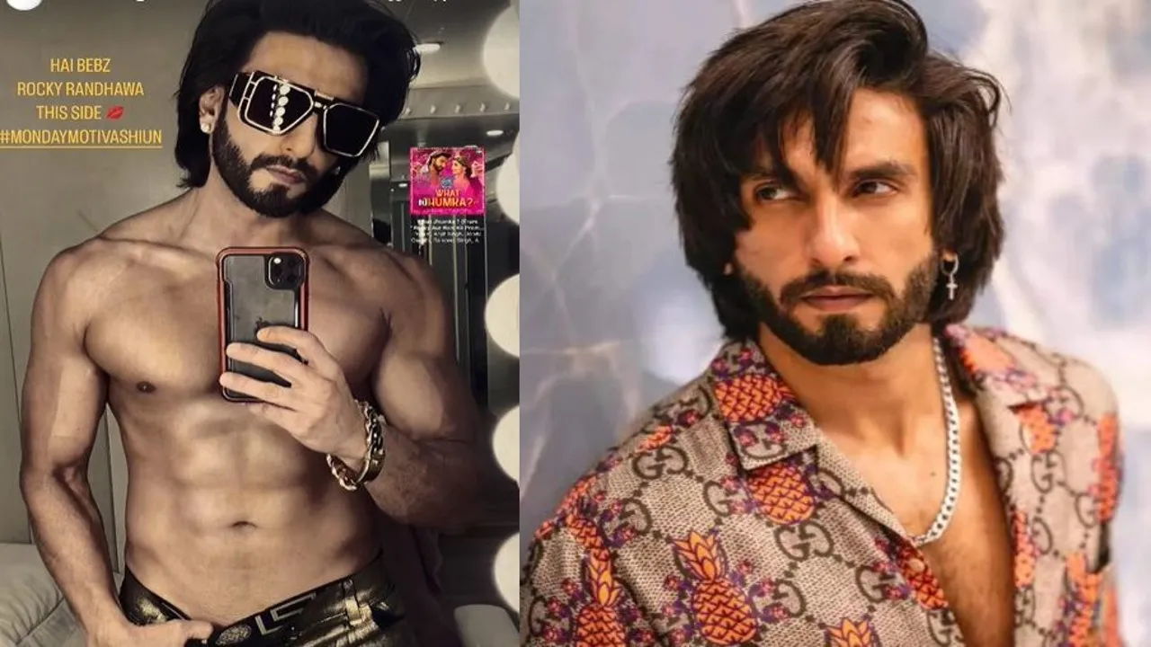 Ranveer Singh flaunting his abs