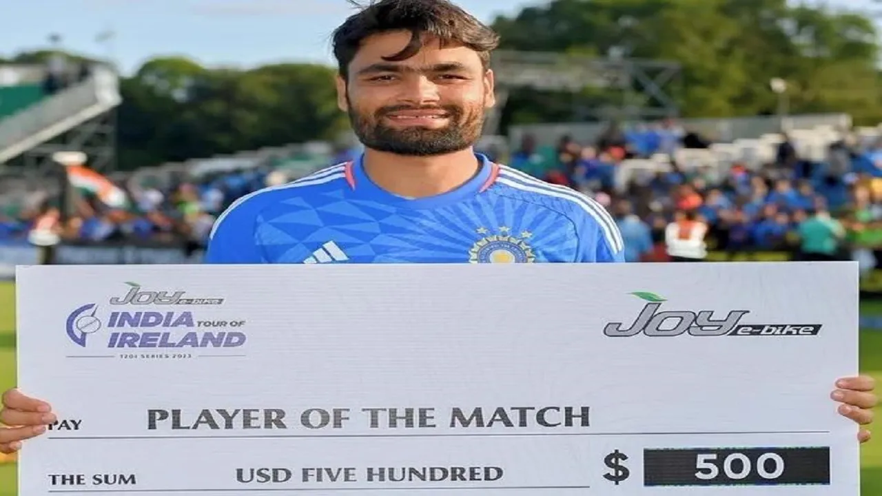 ind vs ire rinku singh won player of the match award
