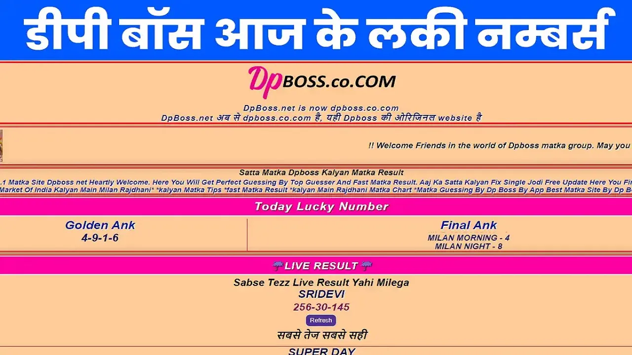 Dpboss Satta Matka Kalyan Result