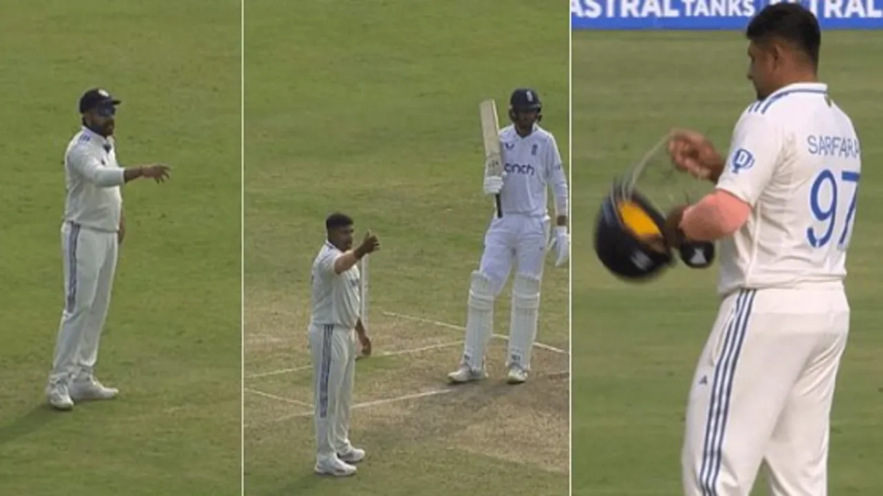 Rohit Sharma on sarfaraz khan Helmet