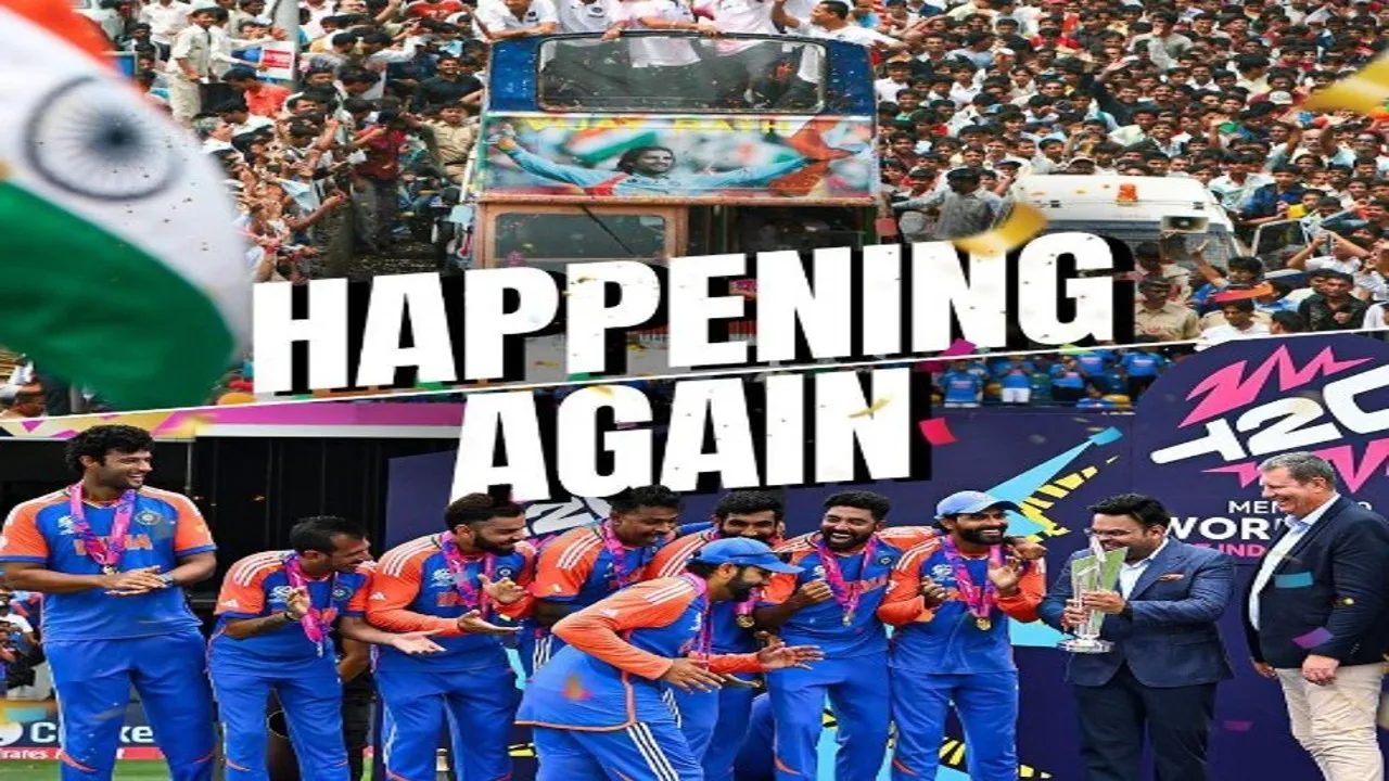 Team India Bus Parade in Mumbai