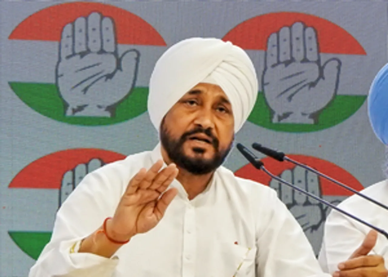 New Delhi: Lok Sabha MP and former Punjab Chief Minister Charanjit Singh Channi and Leader of the opposition in the Punjab Assembly, Partap Singh Bajwa address a press conference