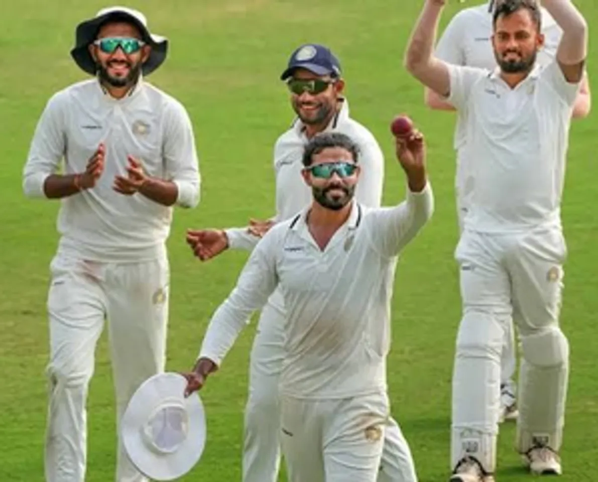 Ravindra Jadeja claimed five wickets while top batters floundered on return to domestic red-ball cricket on the opening day of the sixth round of the Ranji Trophy on Thursday.