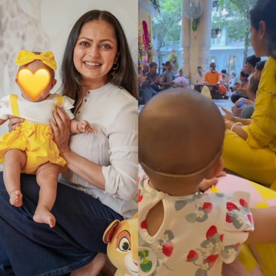 Drashti Dhami and her baby girl perform kirtan in the Iskon temple